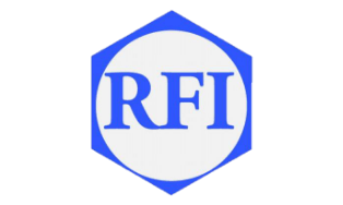 A blue hexagon with a white circle inside containing the blue capital letters "RFI" in the center.