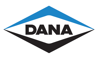 Dana logo featuring the word "DANA" in bold black letters inside a blue, white, and black diamond-shaped design on a transparent background.