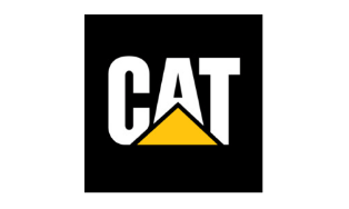 The CAT logo features bold white letters "CAT" with a yellow triangle forming the lower part of the "A" on a black background.