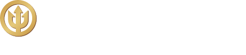 Prestige Stamping logo with a gold trident symbol inside a circle to the left of the word "PRESTIGE" in bold white letters and "STAMPING" below in smaller white letters.